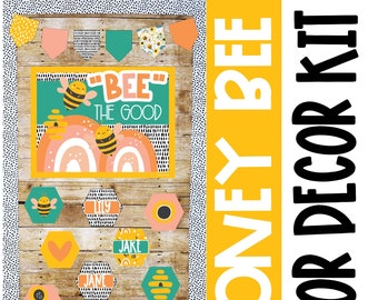 Honey Bee Classroom Door Decor Kit, Back to School, Easy and Modern Classroom Decorations