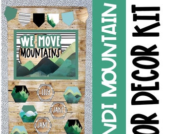Scandi Mountains Classroom Door Decor Kit, Back to School, Easy and Modern Classroom Decorations