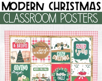 Modern Christmas Classroom Posters, Holiday Season Theme, Easy Seasonal Classroom Decorations