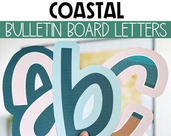 Coastal Classroom Decor, A-Z Bulletin Board Letters, Punctuation, and Numbers, Easy and Modern Classroom Decorations