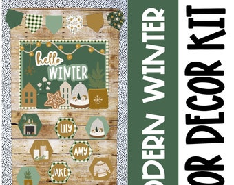 Modern Winter Bulletin Board Kit, Holiday Season Theme, Easy Seasonal ...