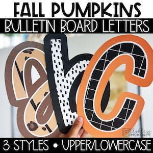 Fall Pumpkins Classroom Decor, A-Z Bulletin Board Letters, Punctuation, and Numbers, Easy Autumn Classroom Decorations