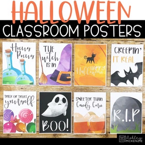 Pósteres de Halloween para el aula, decoraciones fáciles para el aula en otoño