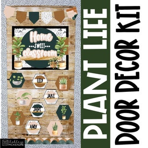 Kit de decoración para puertas de aula con plantas, regreso a clases, decoraciones para aulas fáciles y modernas