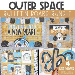 Outer Space Classroom Decor Back to School Bulletin Board Kit Editable Classroom Posters Rocket Ship Door Decor Space Bulletin Board Letters