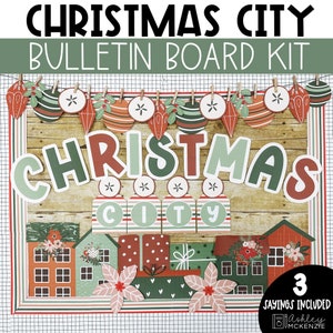 Christmas City Bulletin Board Kit, Winter Classroom Decor, Easy Holiday Classroom Decorations