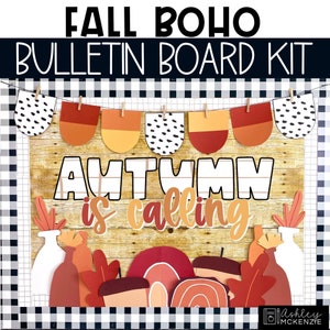 Boho Fall Bulletin Board Kit, Easy Autumn Classroom Decorations