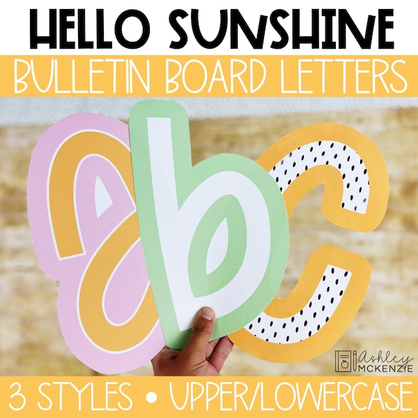 Sunshine Classroom Decor, A-Z Bulletin Board Letters, Punctuation, and Numbers, Easy and Modern Classroom Decorations