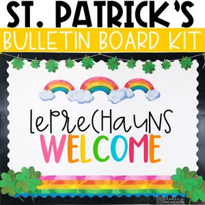 St. Patrick&#39;s Day Rainbows Theme Bulletin Board or Classroom Door Decor, Easy Holiday Classroom Decorations