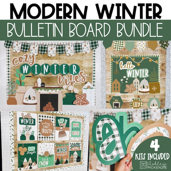 Modern Winter Classroom Decor, Bulletin Board Kit, Classroom Posters, Door Decor, Bulletin Board Letters, Seasonal Classroom Decorations