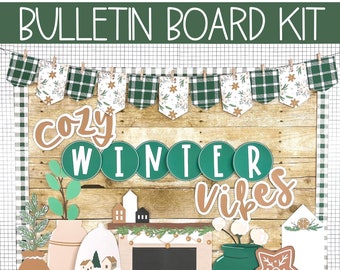 Modern Winter Bulletin Board Kit, Holiday Season Theme, Easy Seasonal Classroom Decorations