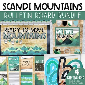 Scandi Mountains Classroom Decor Back to School Bulletin Board Set Motivational Posters Elementary Door Decor Bulletin Board Letters