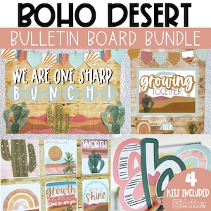 Decoración del aula del desierto boho, kit de tablón de anuncios, carteles del aula, decoración de puertas, cartas del tablón de anuncios, decoraciones modernas del aula