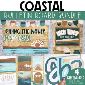 Coastal or Ocean Classroom Decor, Bulletin Board Kit, Classroom Posters, Door Decor, Bulletin Board Letters, Modern Classroom Decorations