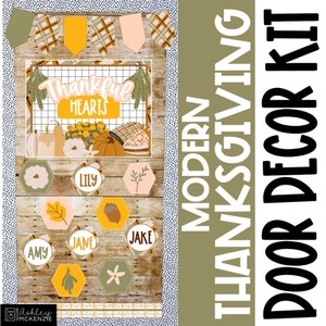 Modern Thanksgiving Classroom Door Decor Kit, Easy Holiday Classroom Decorations