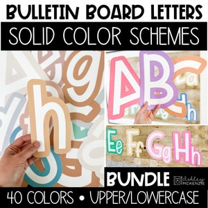 Solid Color Schemes A-Z Bulletin Board Letters Bundle, Punctuation, and Numbers, Easy Back to School Classroom Decorations