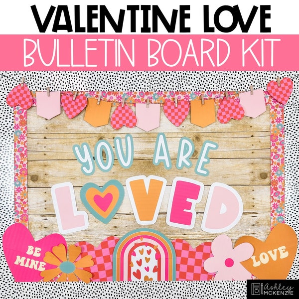 Valentine Love Bulletin Board Kit, Holiday Season Theme, Easy Seasonal Classroom Decorations