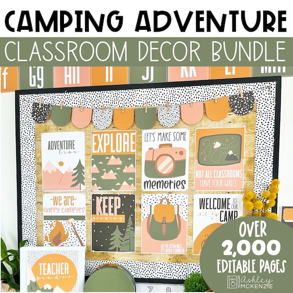 Camping Adventure Classroom Decor Bundle, Easy and Modern Classroom Decorations
