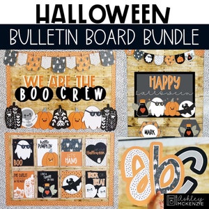 Halloween Bulletin Board Ideen Wir sind die Boo Crew Oktober Tür Dekor bearbeitbare Klassenzimmer Poster druckbare Bulletin Board Buchstaben