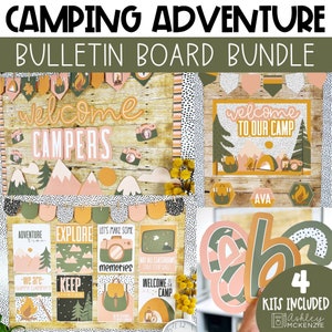 Camping Adventure Back to School Classroom Decor, Bulletin Board Kit, Classroom Posters, A-Z Letters, Door Decor, Easy Classroom Decorations