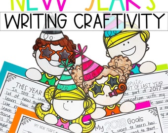 New Years 2026 Resolutions Writing Crafts, January Creative Writing Prompts, Elementary Writing Centers