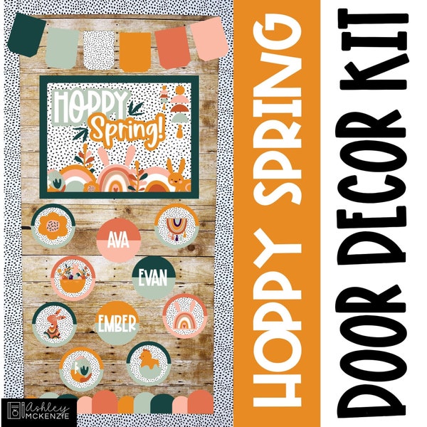 Spring Classroom Door Decor Kit, Hoppy Spring Theme, Easy Seasonal Classroom Decorations