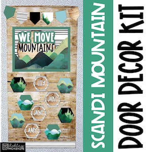 Scandi Mountains Classroom Door Decor Kit, Back to School, Easy and Modern Classroom Decorations