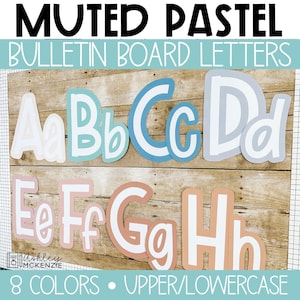 Muted Pastel A-Z Bulletin Board Letters, Punctuation, and Numbers, Easy and Modern Classroom Decorations