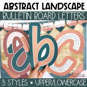 Abstract Landscape Classroom Decor, A-Z Bulletin Board Letters, Punctuation, and Numbers, Easy Back to School Classroom Decorations