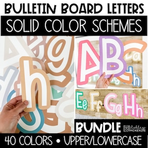 Solid Color Schemes Printable Bulletin Board Letters Bundle with Punctuation and Numbers Custom Saying Back to School Classroom Decorations