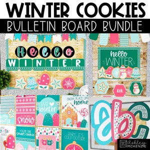 Winter Cookies Classroom Decor, Bulletin Board Kit, Classroom Posters, Door Decor, Bulletin Board Letters, Easy Seasonal School Decorations