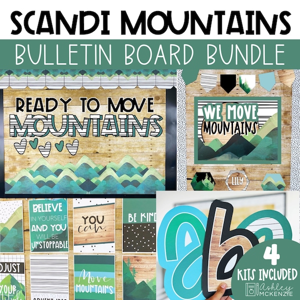 Scandi Mountains Classroom Decor, Bulletin Board Kit, Classroom Posters, Door Decor, Bulletin Board Letters, Modern Classroom Decorations