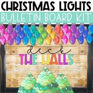 Christmas Lights Bulletin Board or Classroom Door Decor, Easy Holiday Classroom Decorations