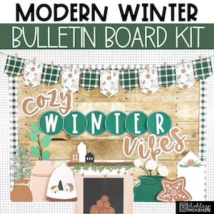 Modern Winter Bulletin Board Kit, Holiday Season Theme, Easy Seasonal Classroom Decorations