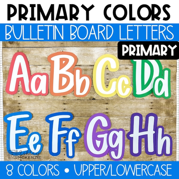 Primary Colors Primary Font A-Z Bulletin Board Letters, Punctuation, and Numbers, Easy and Modern Classroom Decorations