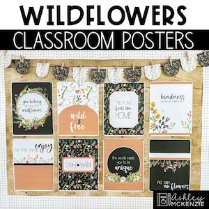 Wildflowers Themed Classroom Posters, Easy and Modern Classroom Decorations, Text Editable Posters