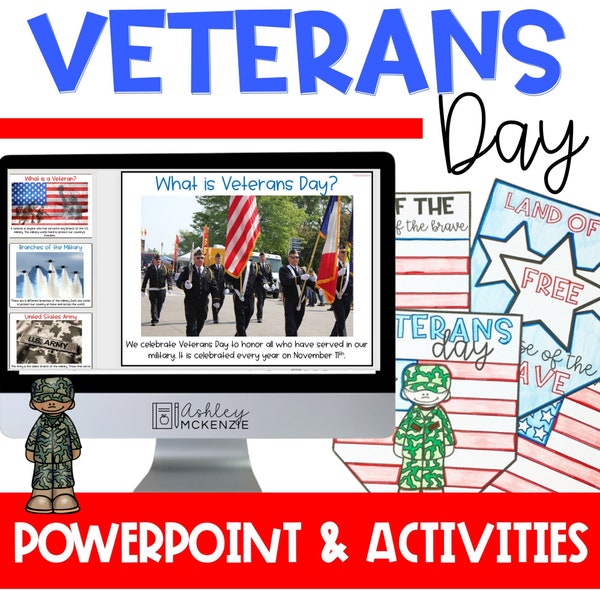 Veterans Day Classroom Activities, PowerPoint Lesson & Activities Pack, Easy Elementary Classroom Activities