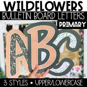 Wildflowers klasdecor, primair lettertype AZ Prikbord Letters, interpunctie en cijfers, Easy Back to School-klasversieringen
