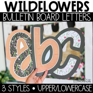 Wildflowers Classroom Decor, A-Z Bulletin Board Letters, Punctuation, and Numbers, Easy Back to School Classroom Decorations