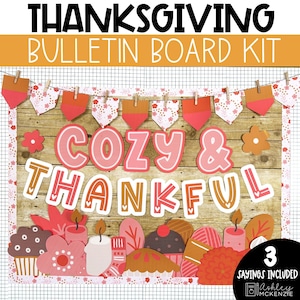 Cozy Thanksgiving Bulletin Board Kit, Autumn Classroom Decor, Easy Holiday Classroom Decorations