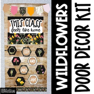 Wildflowers Classroom Door Decor Kit, Back to School, Easy and Modern Classroom Decorations