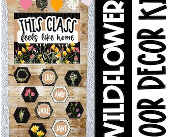 Wildflowers Classroom Door Decor Kit, Back to School, Easy and Modern Classroom Decorations