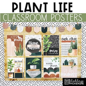Plant Life Classroom Posters, Easy and Modern Classroom Decorations, Text Editable Posters