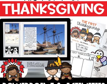 Thanksgiving Classroom Activities, History of Thanksgiving PowerPoint Lesson & Activities Pack, Easy Elementary Classroom Activities