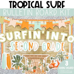 Beach Themed Back to School Bulletin Board Kit, Tropical Surf Theme, Easy and Modern Classroom Decorations