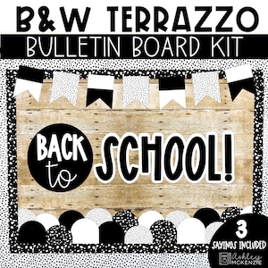 Black and White Terrazzo Back to School Bulletin Board Kit, Easy and Modern Classroom Decorations