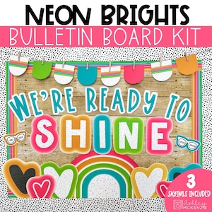 Bright Classroom Back to School Bulletin Board Kit Neon Classroom Decor Elementary Classroom Door Decor Regenboog Klaslokaalthema
