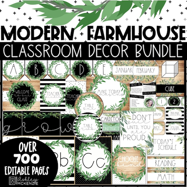 Modern Farmhouse Classroom Decor Bundle, Easy Classroom Decorations