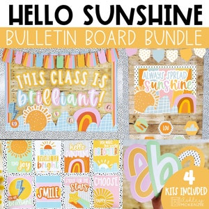 Sunshine Themed Back to School Classroom Decor, Bulletin Board Kit, Classroom Posters, A-Z Letters, Door Decor, Easy Classroom Decorations