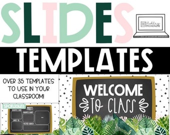 Modern Tropical Google Slides and PowerPoint Templates, Calm Class Decor, Digital Classroom Resources, compatible with Google Slides ™